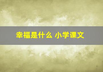 幸福是什么 小学课文